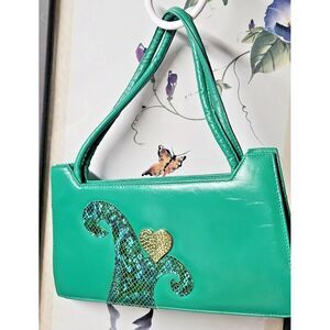 MAMITA MOLLA genuine leather green embellished handbag made‎ in Spain
